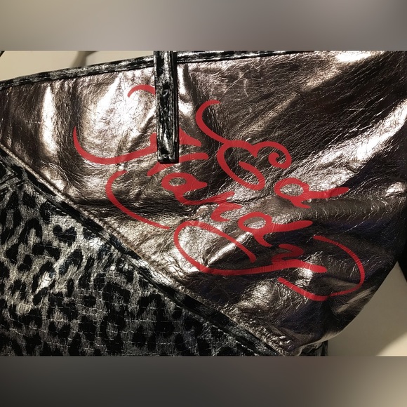 Vintage Womens ED HARDY Leopard Cheetah Love Kills Slowly Skull Shoulder Bag lv - Picture 7 of 12